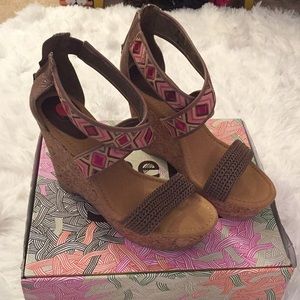 The Sak Pink And Brown Wedge Sandals